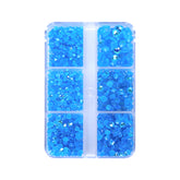 Mixed Sizes 6 Grid Box Mocha Shimmer Dk Blue Glass FlatBack Rhinestones For Nail Art WholesaleRhinestone