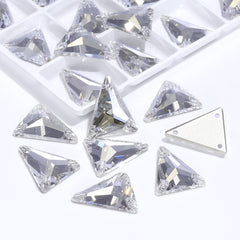 Slim Triangle Shape Silver Shade High Quality Glass Sew-on Rhinestones WholesaleRhinestone