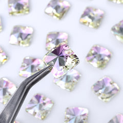 Luminous Green Rivoli Square Shape High Quality Glass Sew-on Rhinestones WholesaleRhinestone