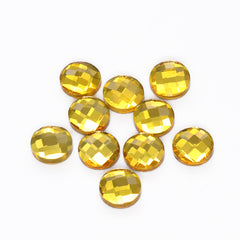 Round Shape Citrine Flat Back Fancy Rhinestones