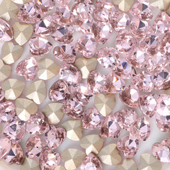 Pink Heart Shape Glass Pointed Back Fancy Rhinestones WholesaleRhinestone