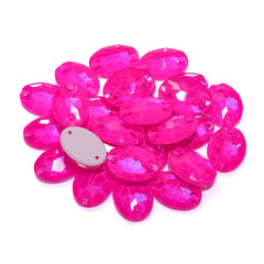 Electric Neon Fuchsia Oval Shape High Quality Glass Sew-on Rhinestones WholesaleRhinestone