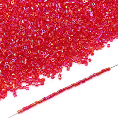 Transparent Rainbow Light Red Color Hight Quality Glass Cylinder Seed Beads 1.6 MM Size BS1018 WholesaleRhinestone