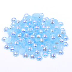 Light Blue AB Resin Flat Back Pearls Multi Sizes WholesaleRhinestone