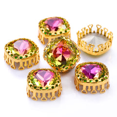 Vitrail Rose Cushion Square Shape High-Quality Glass Sew-on Nest Hollow Claw Rhinestones WholesaleRhinestone