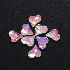 Oblique Heart Shape Mocha White Flat Back Fancy Rhinestones WholesaleRhinestone