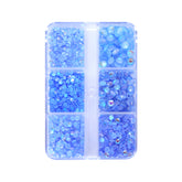 Mixed Sizes 6 Grid Box Mocha Shimmer Lt Blue Glass FlatBack Rhinestones For Nail Art WholesaleRhinestone
