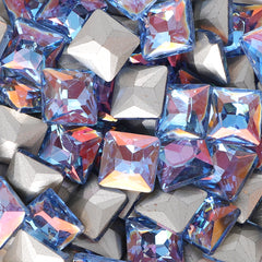 Lt Light Blue AB Princess Square Shape Pointed Back Fancy Rhinestones WholesaleRhinestone