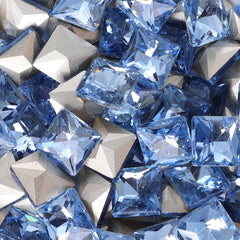 Lt Light Blue Princess Square Shape Glass Pointed Back Fancy Rhinestones WholesaleRhinestone