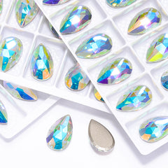 Crystal AB Drop Shape High Quality Glass Beveled Flat Back Rhinestones WholesaleRhinestone