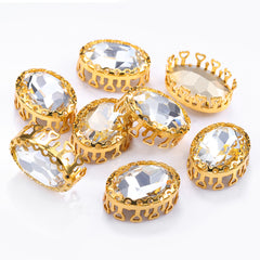Crystal Oval Shape High-Quality Glass Sew-on Nest Hollow Claw Rhinestones WholesaleRhinestone