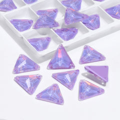 Lavender AM Triangle Shape High Quality Glass Sew-on Rhinestones WholesaleRhinestone