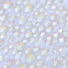 Mixed Sizes Mocha Shimmer White Glass Flat Back Rhinestones For Nail Art WholesaleRhinestone