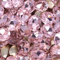 Pink Oval Shape Glass Pointed Back Fancy Rhinestones WholesaleRhinestone