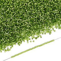 Transparent Silver-lined Olive Green Color Hight Quality Glass Cylinder Seed Beads 1.6 MM Size GY2003 WholesaleRhinestone