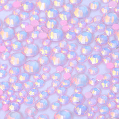 Mixed Sizes Mocha Opal Lt Pink Glass Flat Back Rhinestones For Nail Art WholesaleRhinestone