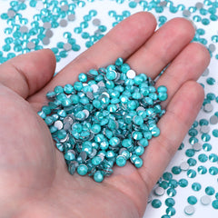 Mocha Peacock Blue Glass FlatBack Rhinestones Silver Back WholesaleRhinestone