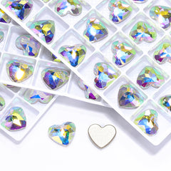 Crystal AB Heart Shape High Quality Glass Beveled Flat Back Rhinestones WholesaleRhinestone