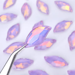 Lavender AM Diamond Leaf Shape High Quality Glass Sew-on Rhinestones WholesaleRhinestone