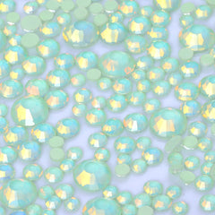 Mixed Sizes Mocha Opal Lt Green Glass Flat Back Rhinestones For Nail Art WholesaleRhinestone