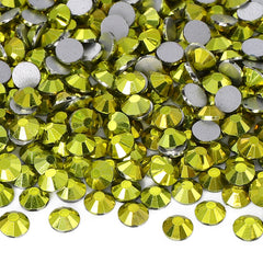 Metallic Lemon Yellow Glass FlatBack Rhinestones Silver Back WholesaleRhinestone
