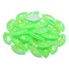 Electric Neon Peridot Navette Shape High Quality Glass Sew-on Rhinestones WholesaleRhinestone