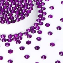Dark Violet Glass Flat Back Glue-On Rhinestones 16 Cut Facets WholesaleRhinestone