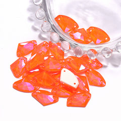 Electric Neon Orange Yellow Galactic Shape High Quality Glass Sew-on Rhinestones WholesaleRhinestone