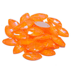 Electric Neon Orange Yellow Navette Shape High Quality Glass Sew-on Rhinestones WholesaleRhinestone