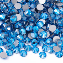 Star Capri Blue Glass FlatBack Rhinestones Silver Back WholesaleRhinestone