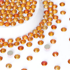 Tangerine Glass Flat Back Glue-On Rhinestones 16 Cut Facets WholesaleRhinestone