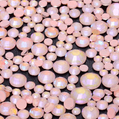 Mixed Sizes Neon Peach Pink AB Glass Flat Back Rhinestones For Nail Art WholesaleRhinestone