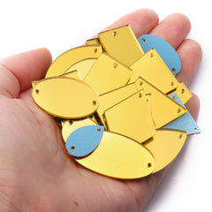 Light Golden Mixed Shapes Acrylic Sew-on Mirror For Dance Costume WholesaleRhinestone