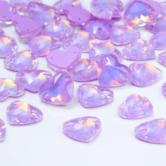 Lavender AM Heart Shape High Quality Glass Sew-on Rhinestones WholesaleRhinestone