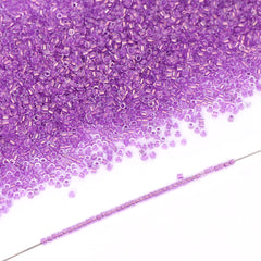 Transparent Color Lined Purple Hight Quality Glass Cylinder Seed Beads 1.6 MM Size DJS5003 WholesaleRhinestone