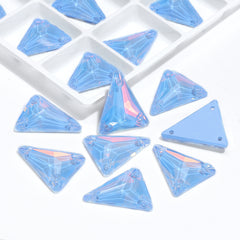 Slim Triangle Shape Light Sapphire AM High Quality Glass Sew-on Rhinestones WholesaleRhinestone