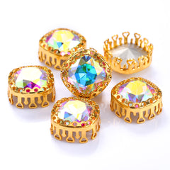 Crystal AB Cushion Square Shape High-Quality Glass Sew-on Nest Hollow Claw Rhinestones WholesaleRhinestone