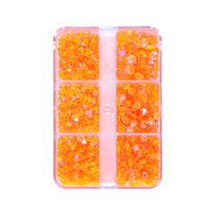 Mixed Sizes 6 Grid Box Mocha Shimmer Orange Glass FlatBack Rhinestones For Nail Art WholesaleRhinestone