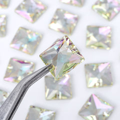 Luminous Green Square Shape High Quality Glass Sew-on Rhinestones WholesaleRhinestone