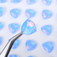 Light Sapphire AM Trilliant Shape High Quality Glass Sew-on Rhinestones WholesaleRhinestone