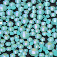 Mixed Sizes Neon Turquoise AB Glass Flat Back Rhinestones For Nail Art WholesaleRhinestone