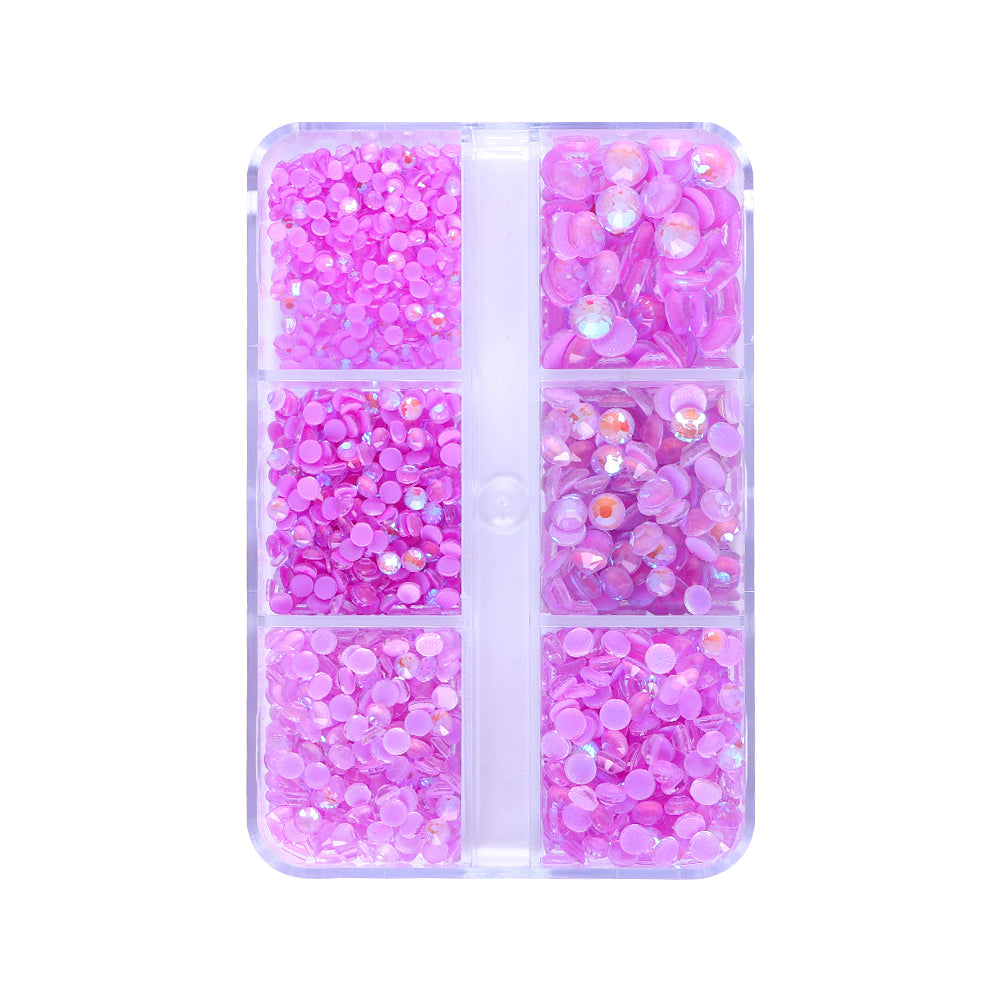 Mixed Sizes 6 Grid Box Mocha Shimmer Lt Purple Glass FlatBack Rhinestones For Nail Art WholesaleRhinestone