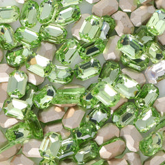 Apple Green Thin Octagon Shape Glass Pointed Back Fancy Rhinestones WholesaleRhinestone