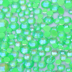 Mixed Sizes Mocha Shimmer Apple Green Glass Flat Back Rhinestones For Nail Art WholesaleRhinestone