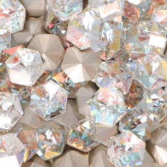 Cognac White Hexagon kaleidoscope Shape Glass Pointed Back Fancy Rhinestones WholesaleRhinestone