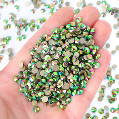 Peacock Green Glass Flat Back Glue-On Rhinestones 16 Cut Facets WholesaleRhinestone