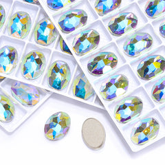 Crystal AB Oval Shape High Quality Glass Beveled Flat Back Rhinestones WholesaleRhinestone