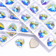 Crystal AB Trilliant Shape High Quality Glass Beveled Flat Back Rhinestones WholesaleRhinestone