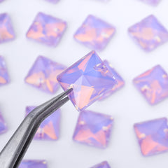 Lavender AM Square Shape High Quality Glass Sew-on Rhinestones WholesaleRhinestone