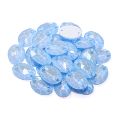 Electric Neon Light Blue Oval Shape High Quality Glass Sew-on Rhinestones WholesaleRhinestone